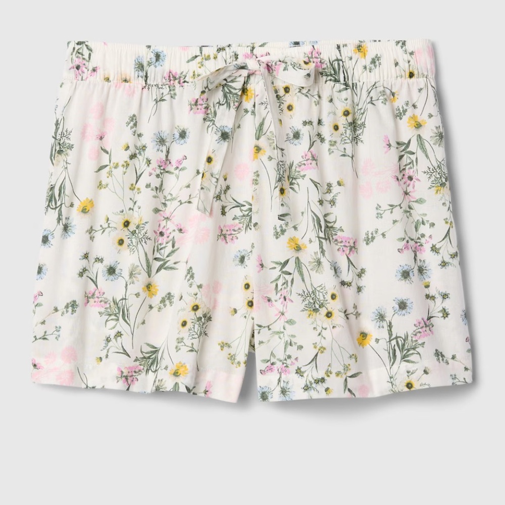 GAP Poplin Pj shorts in white floral - Med - NWT